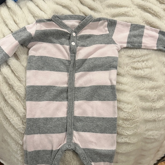 Burts Bees Baby Other - Burt’s Bees Striped Pink and Gray Kids One Piece